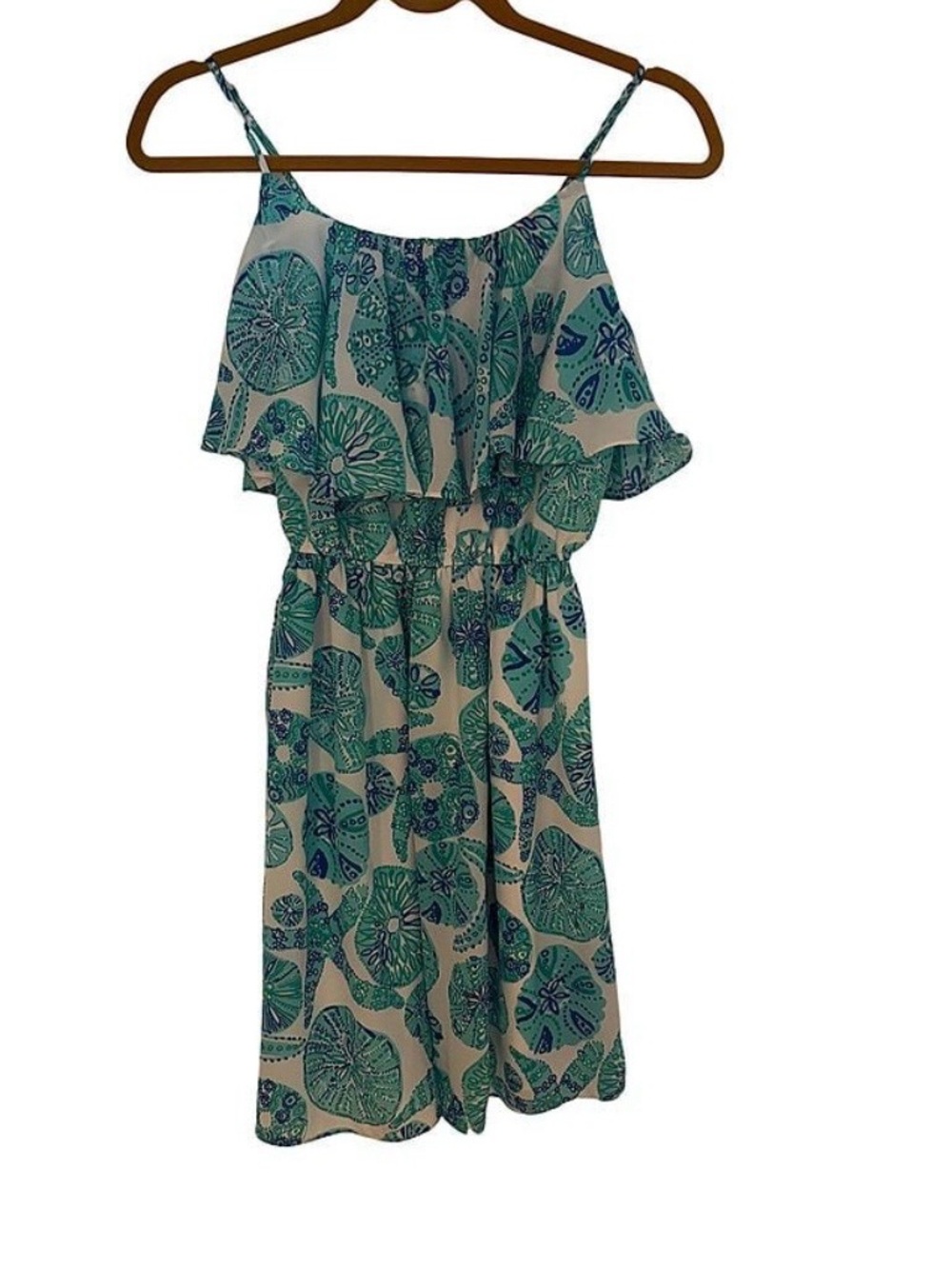Lilly Pulitzer Green and Blue Ruffle Mini Dress